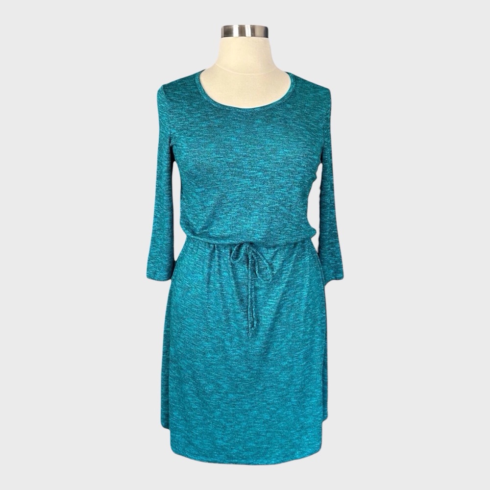 Faded Glory Marled Knit Dress with Adjustable Waist Tie‎